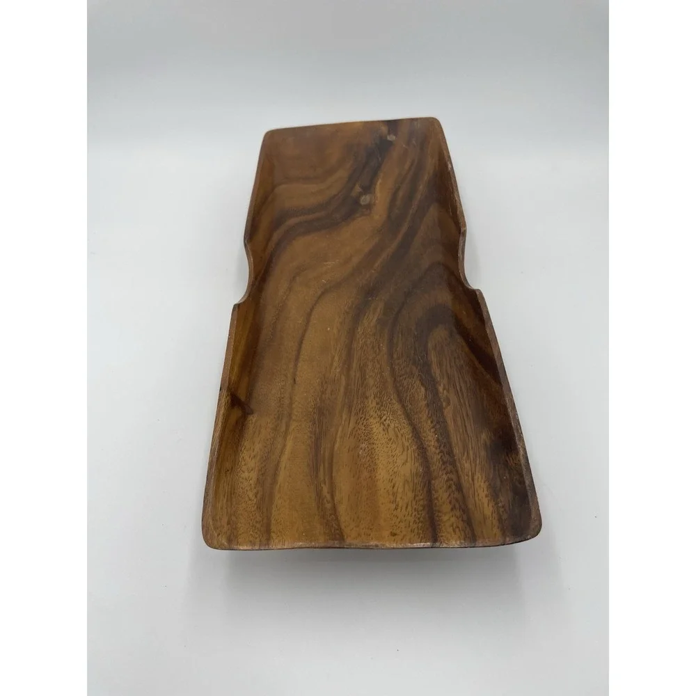 Mid Century Vintage Rectangle Wooden  Bowl Tray 15